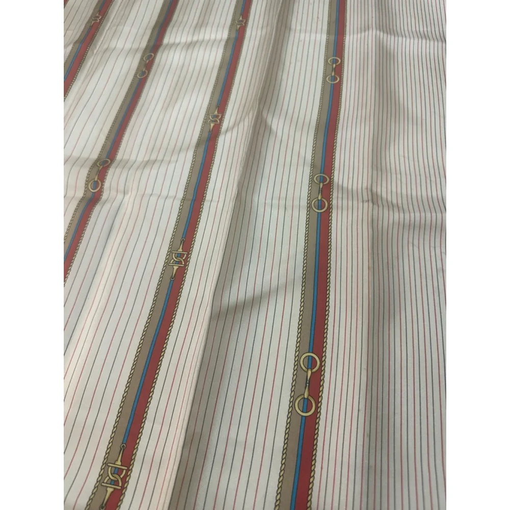 Women's Celine Brown Beige Striped Horsebit Silk Scarf One Size